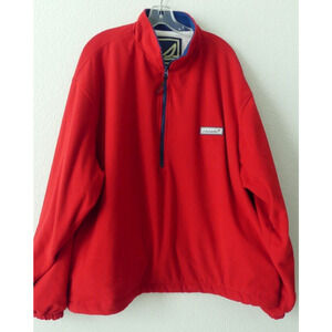 SPERRY Men's Sweatshirt Red Fleece Front 1/2 Zip Size L Top Sider Cinch Bottom
